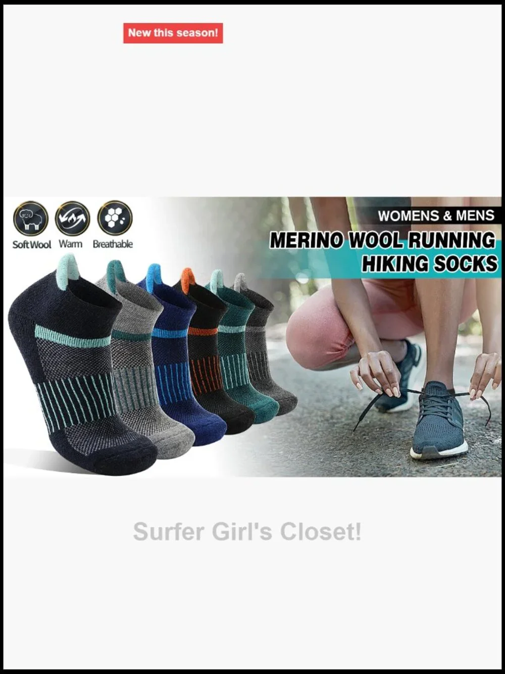 6 Pairs Merino Wool Ankle Hiking Socks Compression Support Cushion No Show